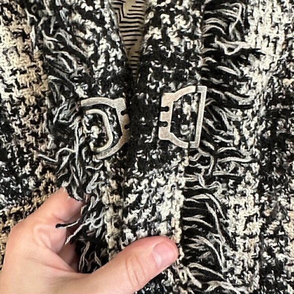 Carol Anderson VINTAGE tweed plaid fringe blazer jacket, women's size 10 - Picture 7 of 15